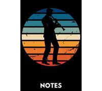 Klarinettist Notizbuch im Vintage-Design - Musiker Geschenk: Perfektes Notizheft für Klarinettisten & Musikliebhaber - Stylische Silhouette vor bunten Streifen