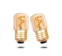 Klarlight 1W E27 LED Night Light Bulbs, Mini Spiral Filament Vintage Bulbs, T28 Tubular Edison Tube Lights Warm White 2200K, Amber Glass, 10W/15W Equivalent, 35 Lumen, Non-Dimmable, 2 Pack