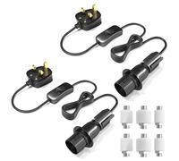 Klarlight 2 Packs DIY Bottle Light Kit E14 Bottle Lamp Adaptor Kit 60W E14 Bottle Lamp Holder Adaptor Cable in-Line Switch Wine Bottle Top Black Light Fittings for Lamp Electric