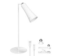 Klarlight 4-in-1 Magnetic LED Desk Lamp, USB Rechargeable Cordless Table Lamp, 3 Color Modes & Dimmable, 360° Adjustable for Reading, Office, Bedside, Clip-On/Wall Mount, Flashlight (White)