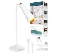 Klarlight 4-in-1 Magnetic LED Desk Lamp, USB Rechargeable Cordless Table Lamp, 3 Color Modes & Dimmable, 360° Adjustable for Reading, Office, Bedside, Clip-On/Wall Mount, Flashlight (White)