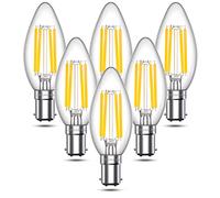 Klarlight B15 LED Candle Bulbs Dimmable Warm White 2700K SBC Small Bayonet Cap 4W B15d C35 LED Filament Light Bulb, 40W Incandescent Bulbs Equivalent for Chandelier, Pendants Light (6 Packs)