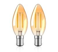 Klarlight B15 Small Bayonet Candle Light Bulbs 2.5W, C35 B15 LED Candle Bulbs Warm White 2200K, SBC Small Bayonet Cap for Candle Warmer Lamp,Equivalent 20W,Non-Dimmable,200LM,2-Pack