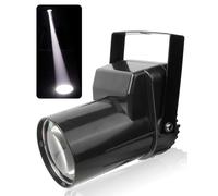 Klarlight Disco Ball Spotlight 3W LED White Mirror Ball Pin Spot Light, UK Plug with 3M Long Cable, Mini Spot Beam DJ Lights with Stand, Party Stage Lighting for Live House, Club, Wedding, Events