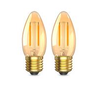 Klarlight E27 Large Screw Candle Light Bulbs,2.5 Watt E27 Screw Bulb Warm White 2200K,C35 Vintage Light Bulbs Equivalent 20W,Amber Screw Bulbs for Lamps,Non-Dimmable,2-Pack