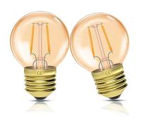 Klarlight E27 Vintage LED Filament Bulbs - Amber Glass Edison Screw Bulbs 1.5W (2200K Warm White) Decorative Golf Ball LED Lights Equivalent to 15W Incandescent, for Night Light Table Lamp, 2-Pack