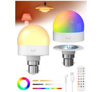 Klarlight USB Rechargeable Easter Decorative Light Bulbs with Remote, 40W Equivalent, Dimmable 3CCT+12 RGB Colour Changing, 2500mAh, B22 Detachable LED Bulb with Timer, Battery Operated Bulb for Lamps