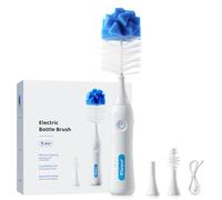 Klarpul Electric Bottle Brush Cleaner, IPX7 Waterproof Baby Bottle Cleaner Kit with Replaceable Nipple Brush & Extender Rod, 2 Speed Modes, 360° Auto Cleaning, 2000mAh Battery, Rechargeable, Blue