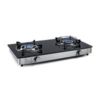Klarstein 2-Burner Gas Hob, 7.7 kW Portable Built-In Two Ring Electric Hob, Stainless Steel Glass Top Wok Burner, 2 Ring Kitchen Stoves