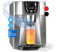 Klarstein 2L Small Ice Maker Machine, Counter Top Ice Machine For Home and Kitchen, Fast Operation, Makes 12 kg of Bullets, Dispenses Cold Water, Safety Alarms, Countertop Cube Maker