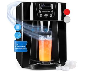 Klarstein 2L Small Ice Maker Machine, Counter Top Ice Machine For Home and Kitchen, Fast Operation, Makes 12 kg of Ice Bullets, Dispenses Cold Water, Safety Alarms, Countertop Ice Cube Maker Machine