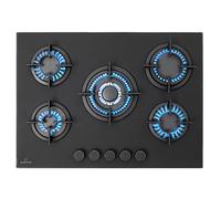 Klarstein 5 Burner Gas Hob, 10400W Electric Hob, Stainless Steel Glass Top Wok Burner, 5 Ring LPG Cooker