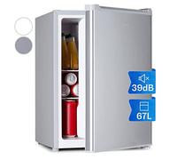 Klarstein 67L Retro Beer Fridge w/ 4L Freezer, Glass Mini Fridge for Bedrooms, Quiet Small Fridge Wine Cooler, Indoor/Outdoor Home Bar Storage for Beverages, Soft Drinks, Removable Shelves, Low Noise