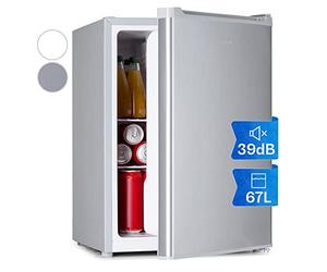 Klarstein 67L Retro Beer Fridge w/ 4L Freezer, Glass Mini Fridge for Bedrooms, Quiet Small Fridge Wine Cooler, Indoor/Outdoor Home Bar Storage for Beverages, Soft Drinks, Removable Shelves, Low Noise