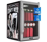 Klarstein 70L Small Fridge, Quiet Mini Fridge with Glass Door & LED, Suitable for Outdoor Use, Beer Safe for Bottles, 0-10°C