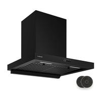 Klarstein AeroClean Cooker Hood - 60cm Wall Mounted Extractor, 721 m³/h Boost, A++ Energy, LED Lighting 3800-4200 K, Quiet 52 dB, Black, Exhaust & Charcoal Filters