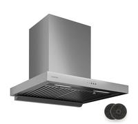 Klarstein AeroClean Cooker Hood - 60cm Wall-Mounted Extractor, 721 m³/h Boost, A++ Energy, LED Lighting 3800-4200 K, Quiet 52 dB, Stainless Steel, Push Button Control