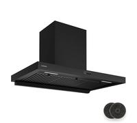 Klarstein AeroClean Cooker Hood - 90cm Wall Mounted Extractor, 721 m³/h Boost, A++ Energy Efficiency, LED Lighting 3800-4200 K, Quiet 52 dB, Black, Push Button Control