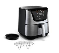 Klarstein AeroVital Deluxe Air Fryer - 5.4L, 1700W, Touch Display, 8 Programs, Non-Stick, Grill Rack, Pizza Tray, Cool-Touch, Timer, Thermostat, Stainless Steel