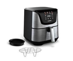 Klarstein AeroVital Deluxe Air Fryer - 5.4L, 1700W, Touch Display, 8 Programs, Non-Stick, Grill Rack, Pizza Tray, Cool-Touch, Timer, Thermostat, Stainless Steel