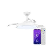 KLARSTEIN AirFold Ceiling Fans with Lights & Remote - Smart Control, Retractable Blades, Dimmable LED, Quiet DC Motor, 107cm, White