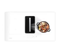 Klarstein AirJet 90 Induction Hob with Extractor - A++ Energy Efficiency, 750 m³/h Exhaust, Flex Zones, Touch Control, Child Lock, Stainless Steel & Glass, White