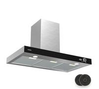 Klarstein AirNova Extractor Hood - 90cm Wall-Mounted Cooker Hood, 628 m³/h Air Flow Energy Efficiency, LED Lighting 6500K, Quiet 68 dB, Stainless Steel, Recirculation & Exhaust