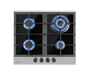 Klarstein Alchemist 4 Zone Gas Hob 2-Burner Aluminium Burner Glass Ceramic Black