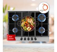 Klarstein Alchemist 5-Zone Gas Hob Aluminium Burner Glass Ceramic Black