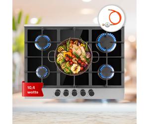 Klarstein Alchemist 5-Zone Gas Hob Aluminium Burner Glass Ceramic Black
