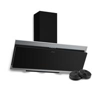 Klarstein Alessia Angled Cooker Hood 90cm - 404 m³/h Airflow, A+++ Energy, LED Lighting, 3+Boost Speeds, Quiet, Stainless Steel & Glass, Recirculation & Exhaust, Extractor Hood