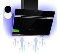 Klarstein Alina 60 Angled Cooker Hood - 600m³/h Air Flow, Touch Panel, LED Backlighting, Quiet 68dB, Energy Class A, Black, Ducted & Recirculating
