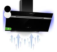 Klarstein Alina 90 Angled Cooker Hood - 600m³/h Air Flow, Touch Panel, LED Backlighting, Quiet 63dB, Energy Class A, 90cm Extractor Hood, Black