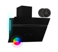 Klarstein Alina Wall Cooker Hood - 60cm Wall-Mounted Extractor, 600 m³/h Air Flow, A Energy Efficiency, Touch Control, 9-Colour LED Ambient Lighting, Quiet 52 dB, Black, Ducted & Recirculating