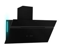 Klarstein Alina Wall Cooker Hood - 90cm Wall-Mounted Extractor, 615 m³/h Air Flow, Touch Control, A Energy Efficiency, 9-Colour LED Ambient Lighting, Quiet 54 dB, Black, Recirculation Option