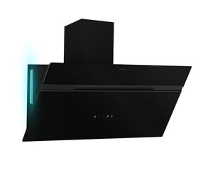 Klarstein Alina Wall Cooker Hood - 90cm Wall-Mounted Extractor, 615 m³/h Air Flow, Touch Control, A Energy Efficiency, 9-Colour LED Ambient Lighting, Quiet 54 dB, Black, Recirculation Option