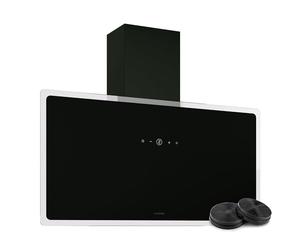 Klarstein AlizeEdge Wall-Mounted Cooker Hood - 90cm Flat Design, Touch Control, 487 m³/h Air Flow, A+ Energy Efficiency, Quiet 38 dB, LED Lighting, Black, Exhaust & Recirculation