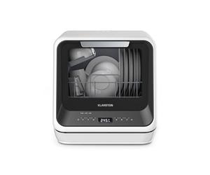 Klarstein Amazonia Mini Dishwasher - Compact Countertop, 7 Programs, 5L Tank or Direct Connection, Energy Efficiency Class D, Quiet 58dB, Digital Display, Portable Table Top for Small Kitchens, Black