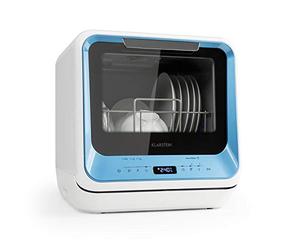 Klarstein Amazonia Mini Dishwasher - Compact Countertop, 7 Programs, 5L Tank or Direct Connection, Energy Efficiency Class D, Quiet 58dB, Digital Display, Portable Table Top for Small Kitchens, Blue