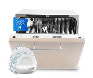 Klarstein Amazonia Table Top Dishwasher - Compact Countertop Dishwasher, Mini Dish Washer with Aquastop, Low Operating Noise at 49 dB, 6 Place Settings, Type: Amazonia 6 Secret, White
