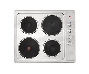Klarstein Appetito Domino Multiple Hob - Built-in, Residual Heat Indicator, Rotary Knobs, 6 Power Levels, Above: Ø 19 cm, Below: Ø 15 cm, Electric, Stainless Steel, Black, 4 Zones, 5500 W, Silver