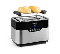 Klarstein Arabica Toaster, 920 W, Touch Control Panel, LED Display, Defrost, Reheat and Cancel Functions, Bun Warming Rack, Crumb Tray, Cord Storage, Stainless Steel