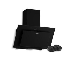 Klarstein Athena Angled Cooker Hood - 60cm, 254 m³/h Airflow Energy, LED Lighting, 3 Speeds, Quiet, Recirculation & Exhaust, Push Controls, Carbon Filter, Modern Kitchen Extractor