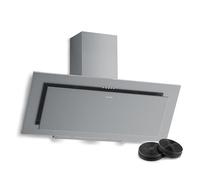 Klarstein Athena Angled Cooker Hood 90cm - 254 m³/h Airflow Energy, LED Lighting, 3 Speeds, Quiet, Recirculating & Exhaust, Dishwasher-Safe Filter, Modern Extractor Hood, Stainless Steel