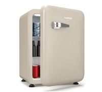 KLARSTEIN Audrey Evo 68L Retro Mini Fridge - Quiet 40 dB, Adjustable Thermostat, Reversible Door, Small Fridges for Bedrooms, Offices, Cream
