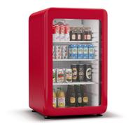 Klarstein Audrey Evo Drinks Fridge - 113L Beverage Refrigerator, Double-Glazed Door, LED Lighting, 0-10°C, Energy Class C, Retro Design, Adjustable Feet, Red