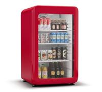 Klarstein Audrey Evo Drinks Fridge - 113L Beverage Refrigerator, Double-Glazed Door, LED Lighting, 0-10°C, Energy Class C, Retro Design, Adjustable Feet, Red