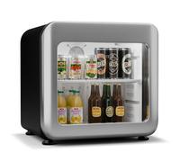 KLARSTEIN Audrey Evo Drinks Fridge - 45L Beverage Refrigerator, Double-Glazed Door, 0-10°C, LED Lighting, Energy Class C, Retro Design, Adjustable Feet, Silver