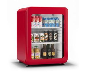 Klarstein Audrey Evo Drinks Fridge - 68L Beverage Refrigerator, Double-Glazed Door, LED Lighting, 0-10°C, Energy Class C, Retro Design, Adjustable Feet, Red
