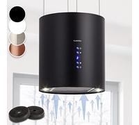 Klarstein Barett Extractor Hood - Island Hood, 190 W Motor, Max. 560 M³/H Circulating Air, 3 Power Levels, Led Cooking, Stainless Steel, 35 cm, Black